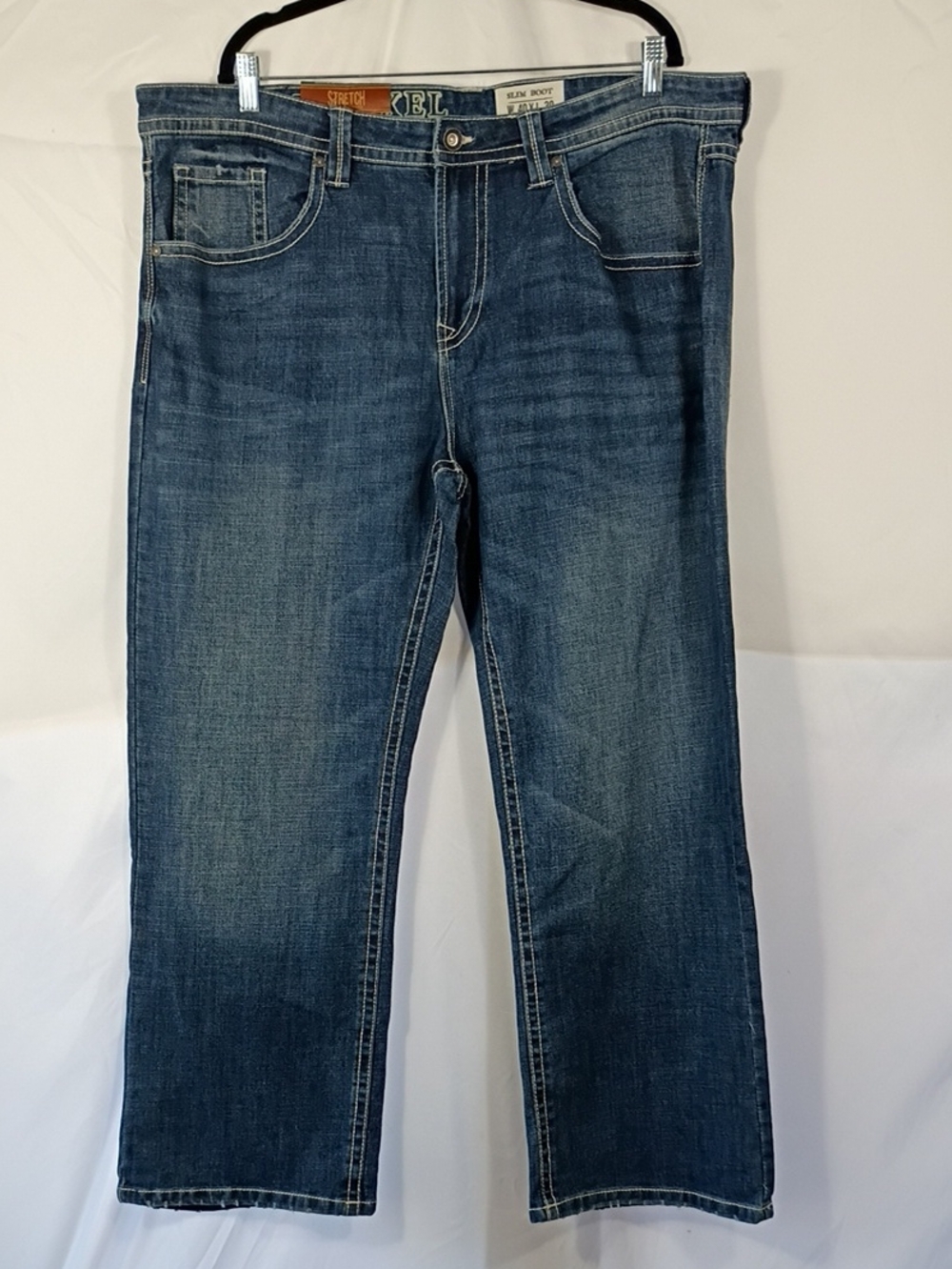 NWT TK Axel Slim Boot Men's Dark Wash Denim Blue Jeans Size 40x30 Denim